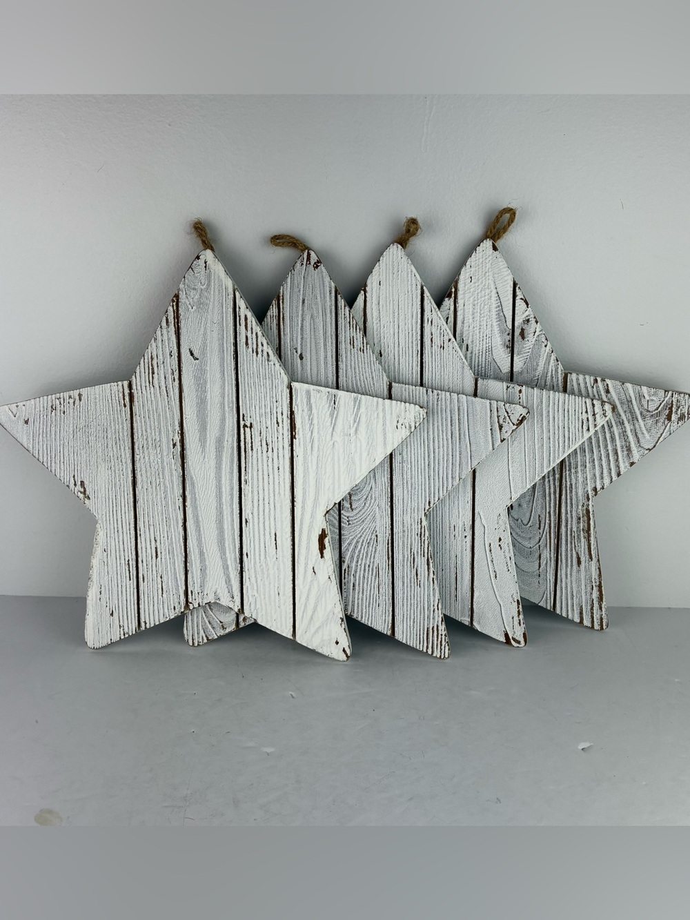 ArtMinds Christmas Wooden White Stars Set of 4